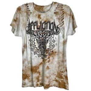 NWOT Affliction Deadwood Braided SS T-Shirt Women XL